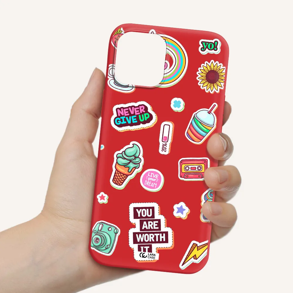 Summer Stickers Apple iPhone 12 pro max Silicone Imperial Red Case