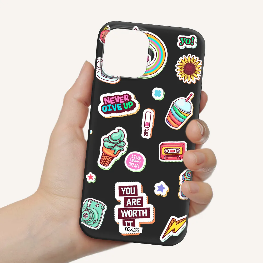 Summer Stickers Apple iPhone 12 pro Silicone black Case