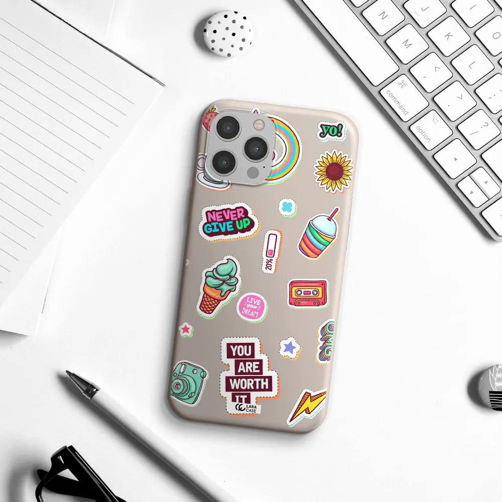 Summer Stickers Apple iPhone 12 pro Silicone Stone Case