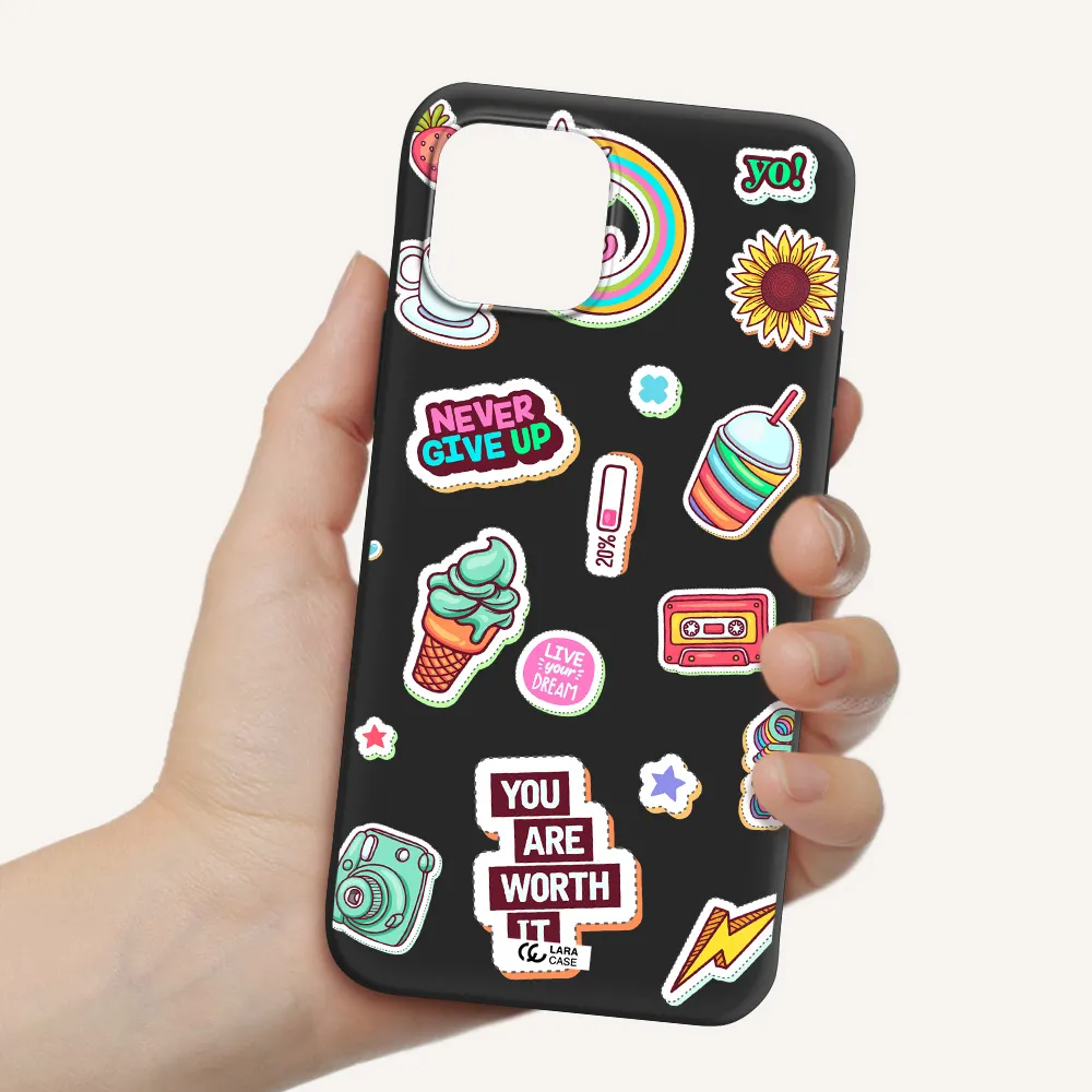 Summer Stickers Apple iPhone 12 Silicone black Case
