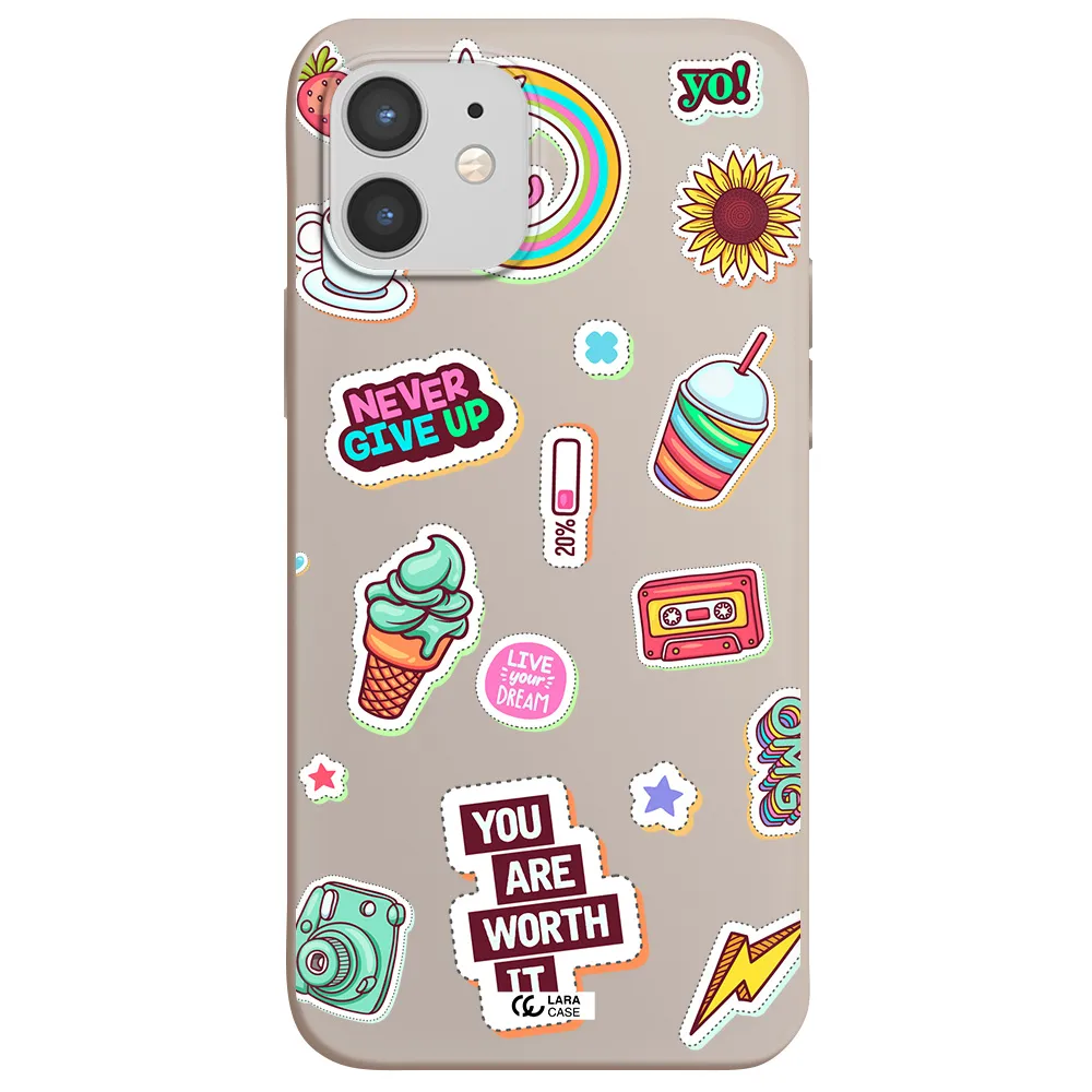 Summer Stickers Apple iPhone 12 Silicone Stone Case