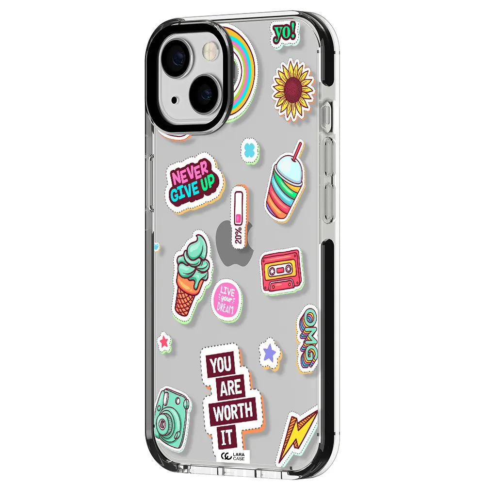 Summer Stickers Apple iPhone 13 impact black border Case