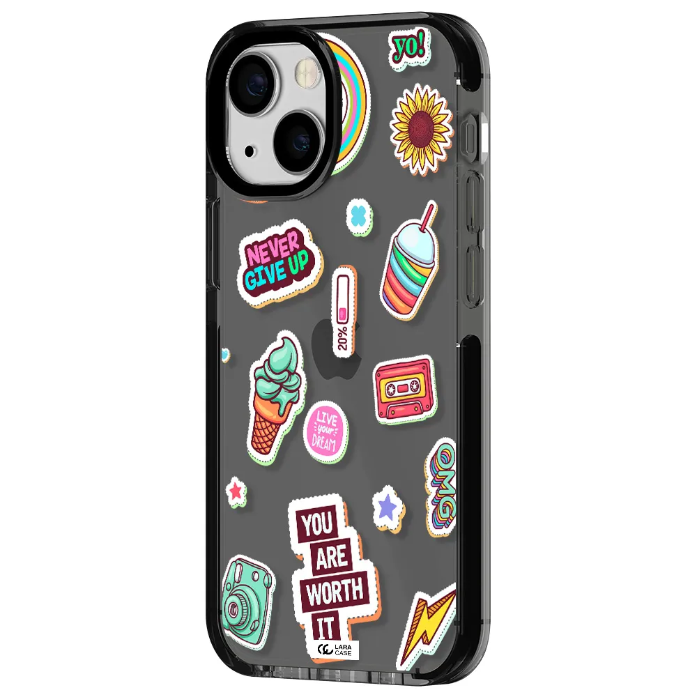 Summer Stickers Apple iPhone 13 mini impact Smoke Black Case