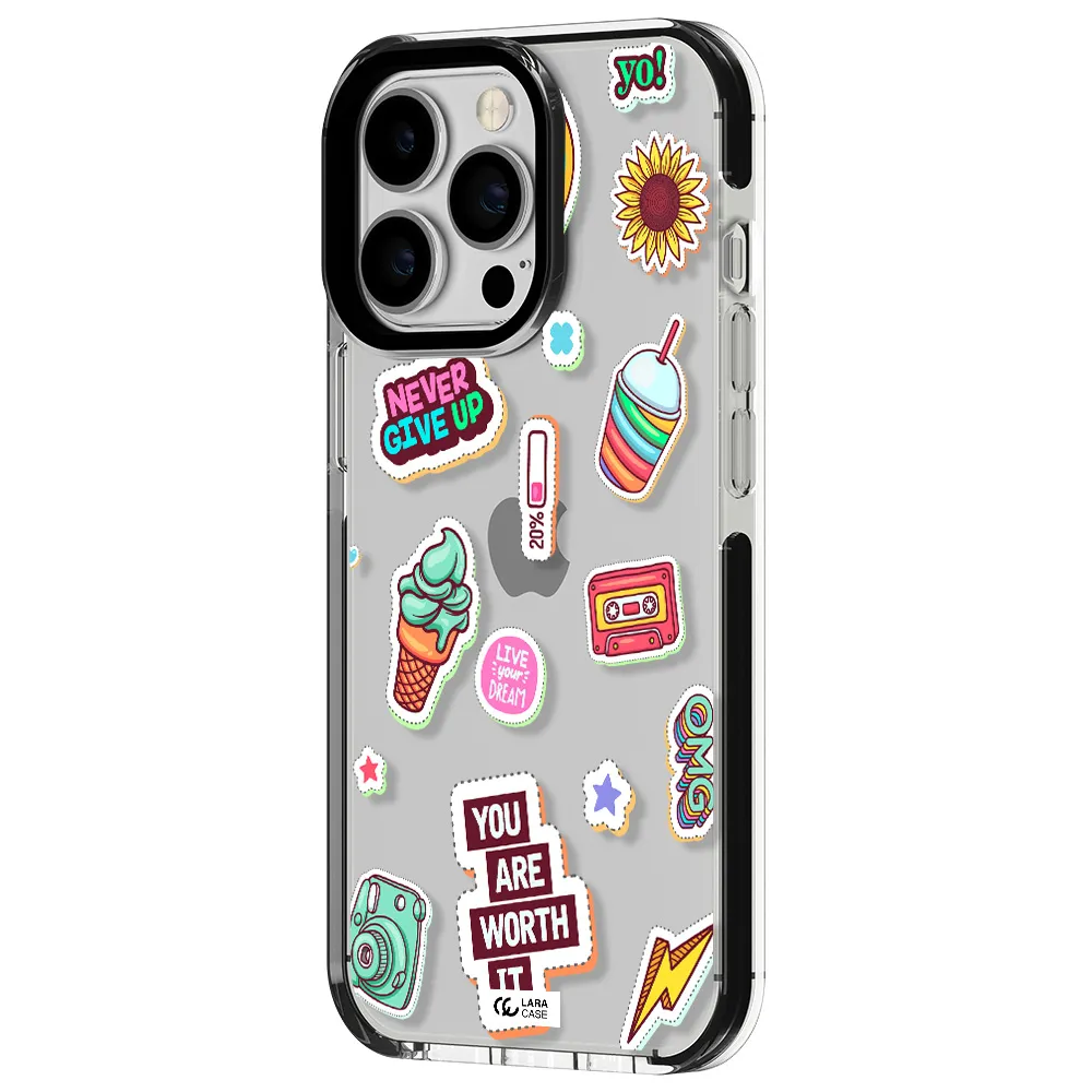 Summer Stickers Apple iPhone 13 Pro impact black border Case