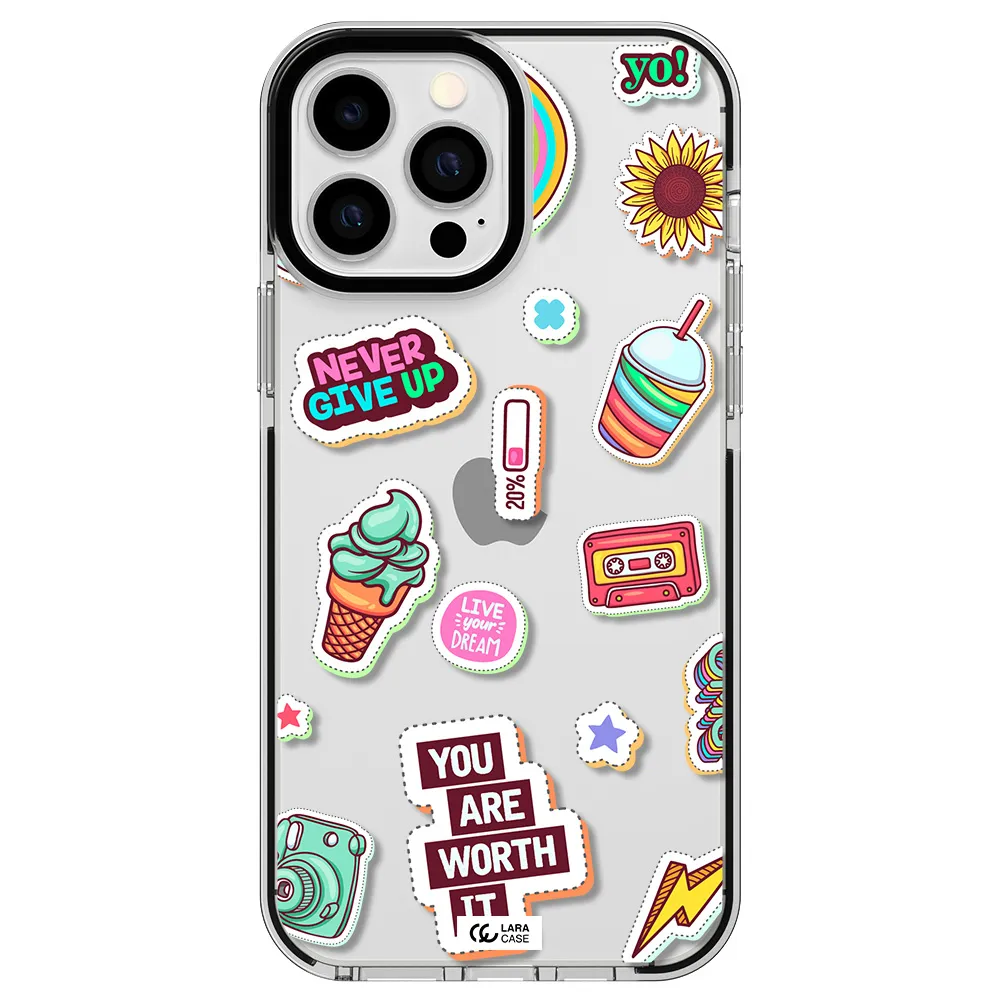 Summer Stickers Apple iPhone 13 Pro Max impact black border Case