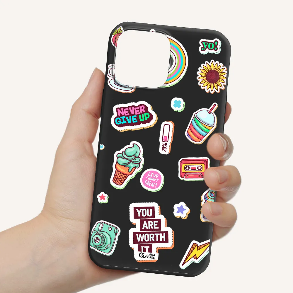Summer Stickers Apple iPhone 13 Pro Silicone black Case