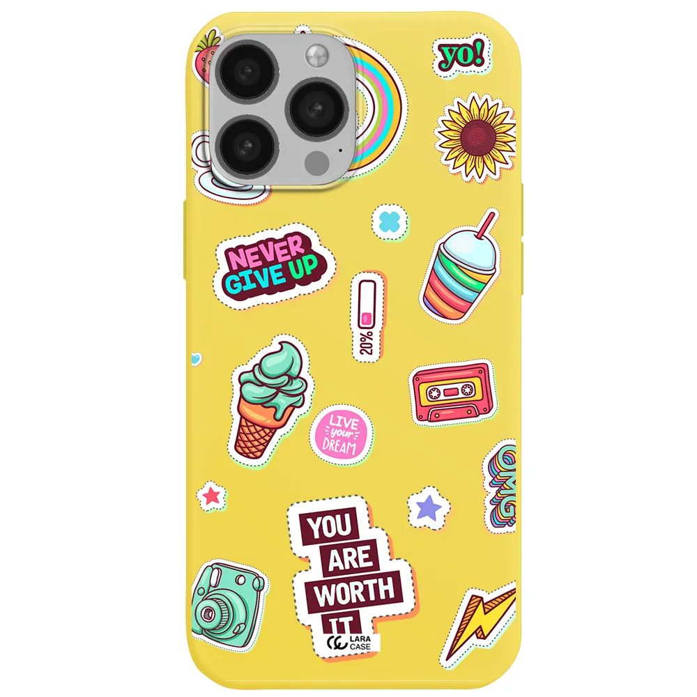 Summer Stickers Apple iPhone 13 Pro Silicone canary yellow Case