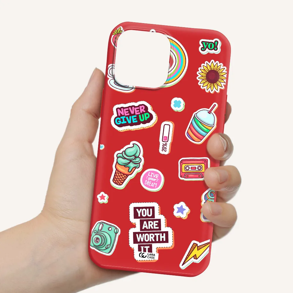 Summer Stickers Apple iPhone 13 Pro Silicone Imperial Red Case