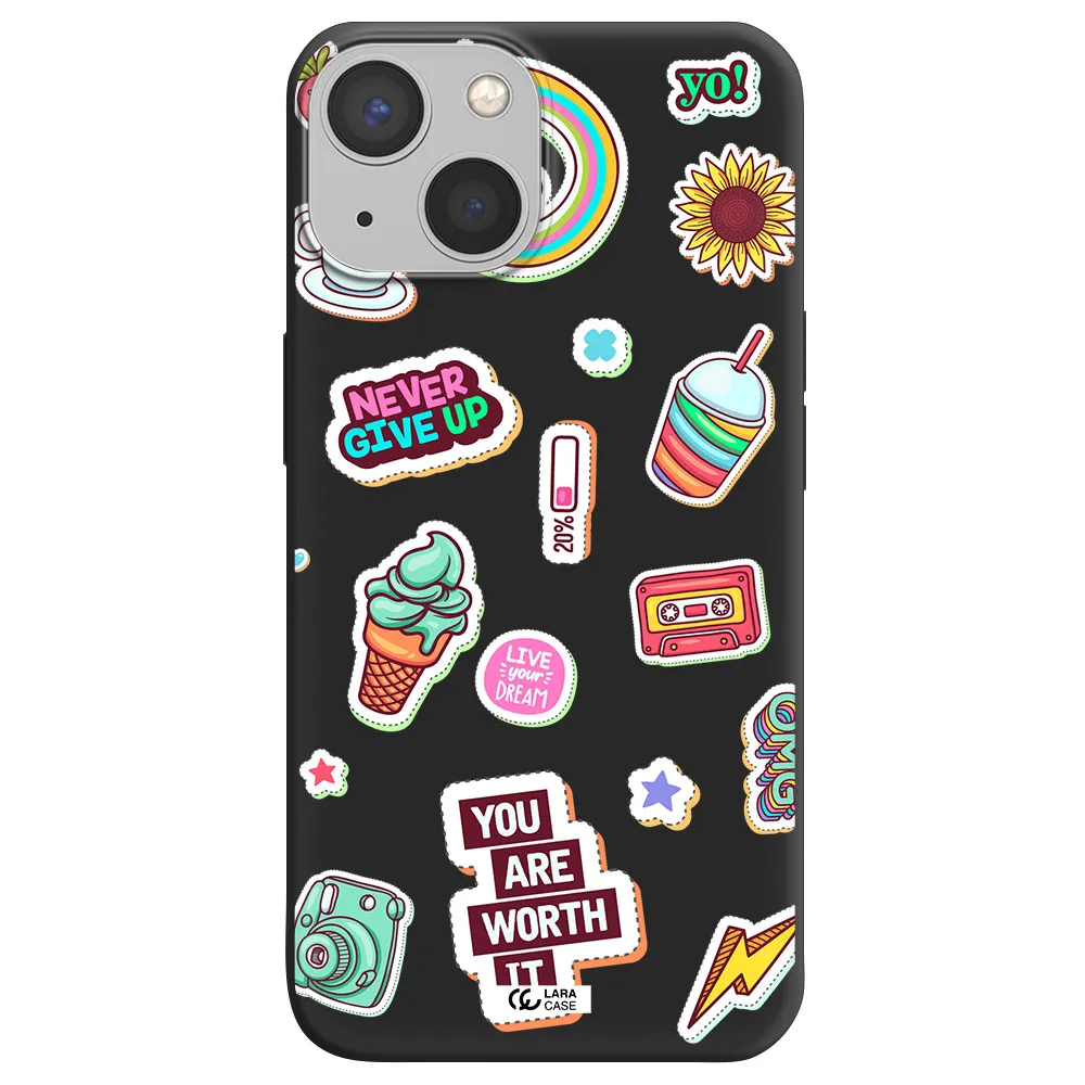 Summer Stickers Apple iPhone 13 Silicone black Case