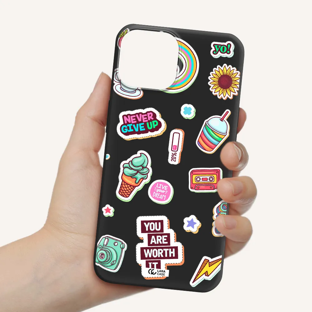 Summer Stickers Apple iPhone 13 Silicone black Case