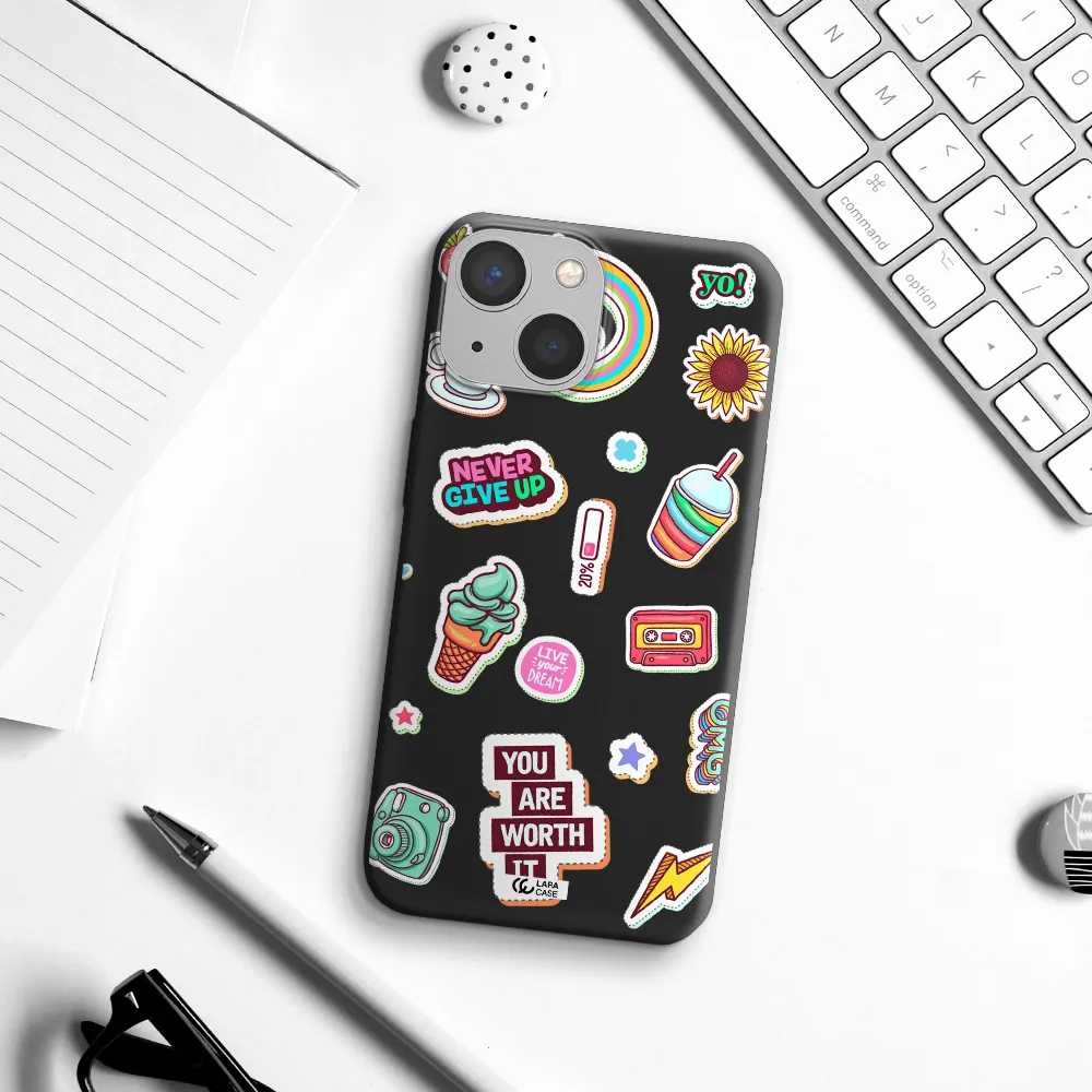 Summer Stickers Apple iPhone 13 Silicone black Case