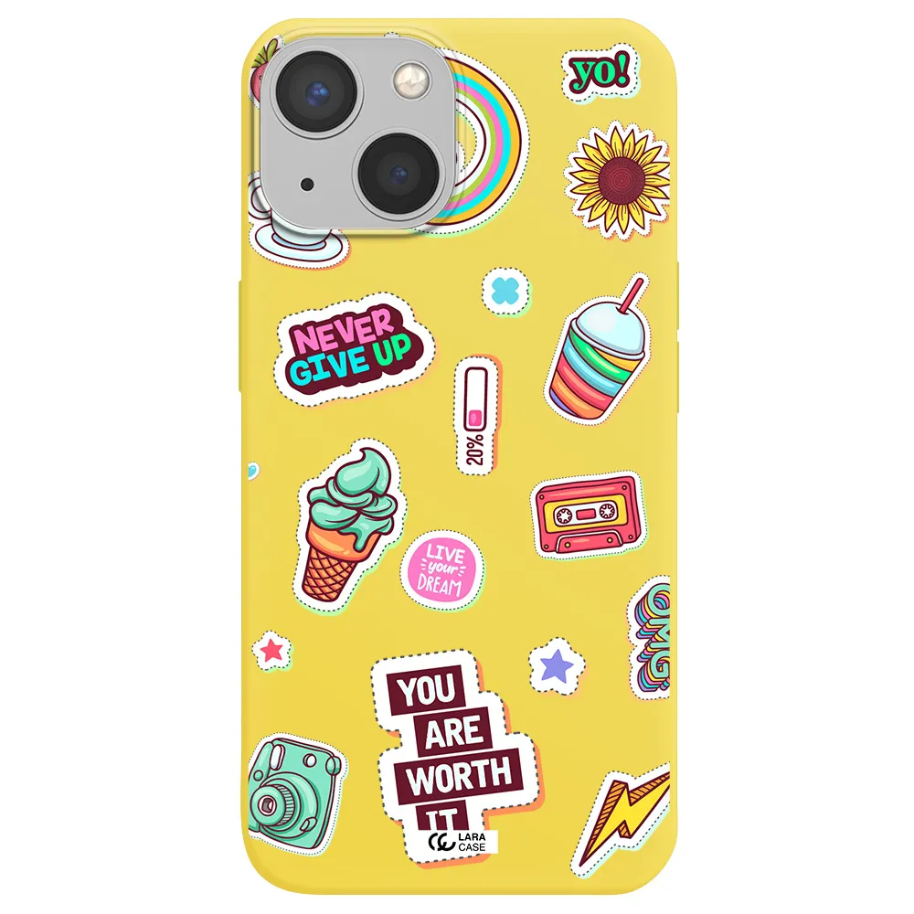Summer Stickers Apple iPhone 13 Silicone canary yellow Case