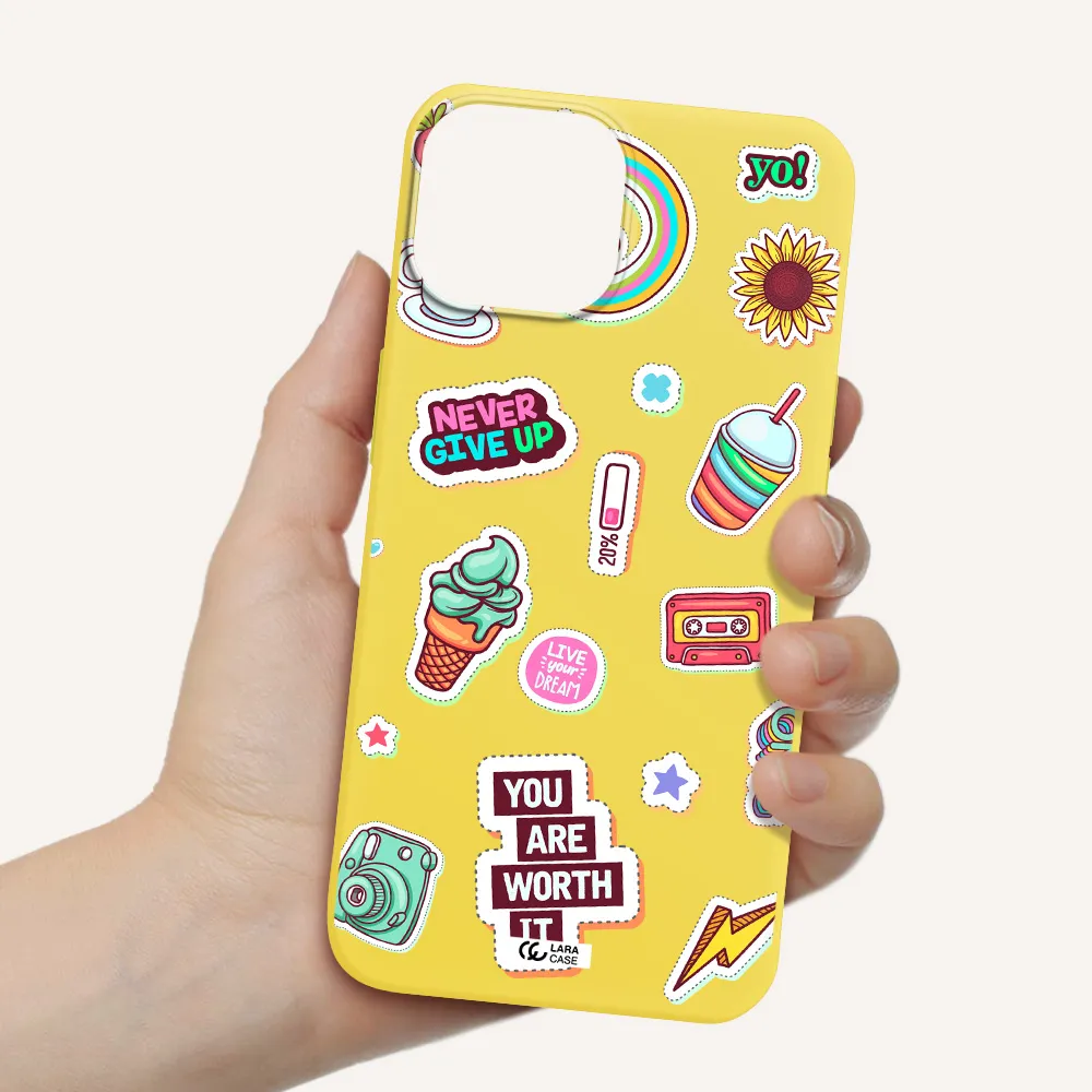 Summer Stickers Apple iPhone 13 Silicone canary yellow Case