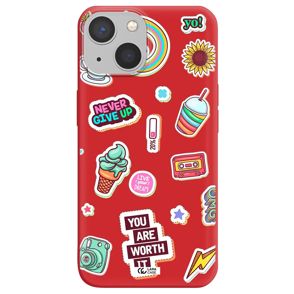 Summer Stickers Apple iPhone 13 Silicone Imperial Red Case
