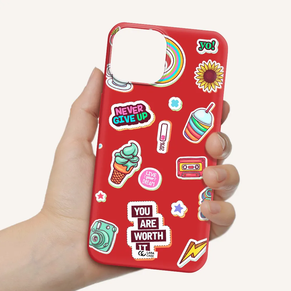 Summer Stickers Apple iPhone 13 Silicone Imperial Red Case