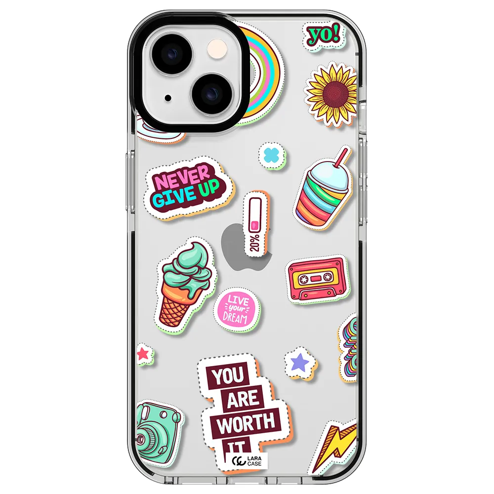 Summer Stickers Apple iPhone 14 impact black border Case