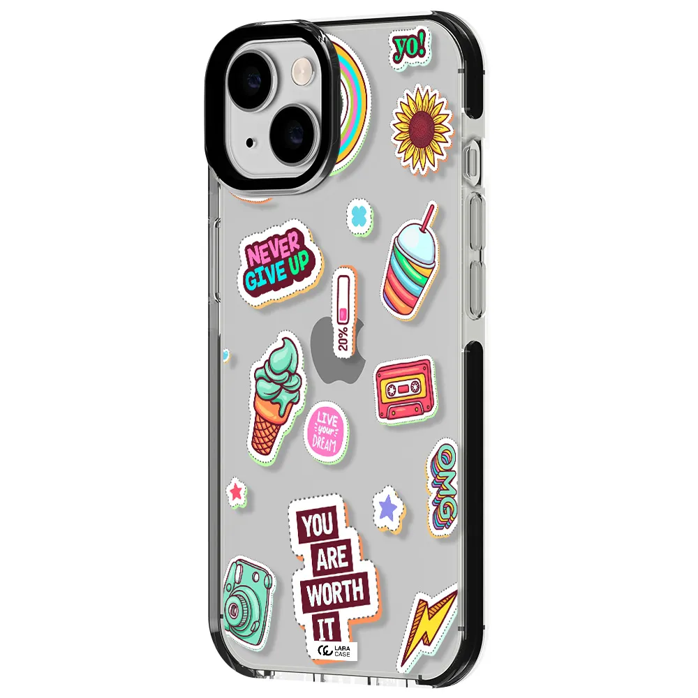 Summer Stickers Apple iPhone 14 impact black border Case