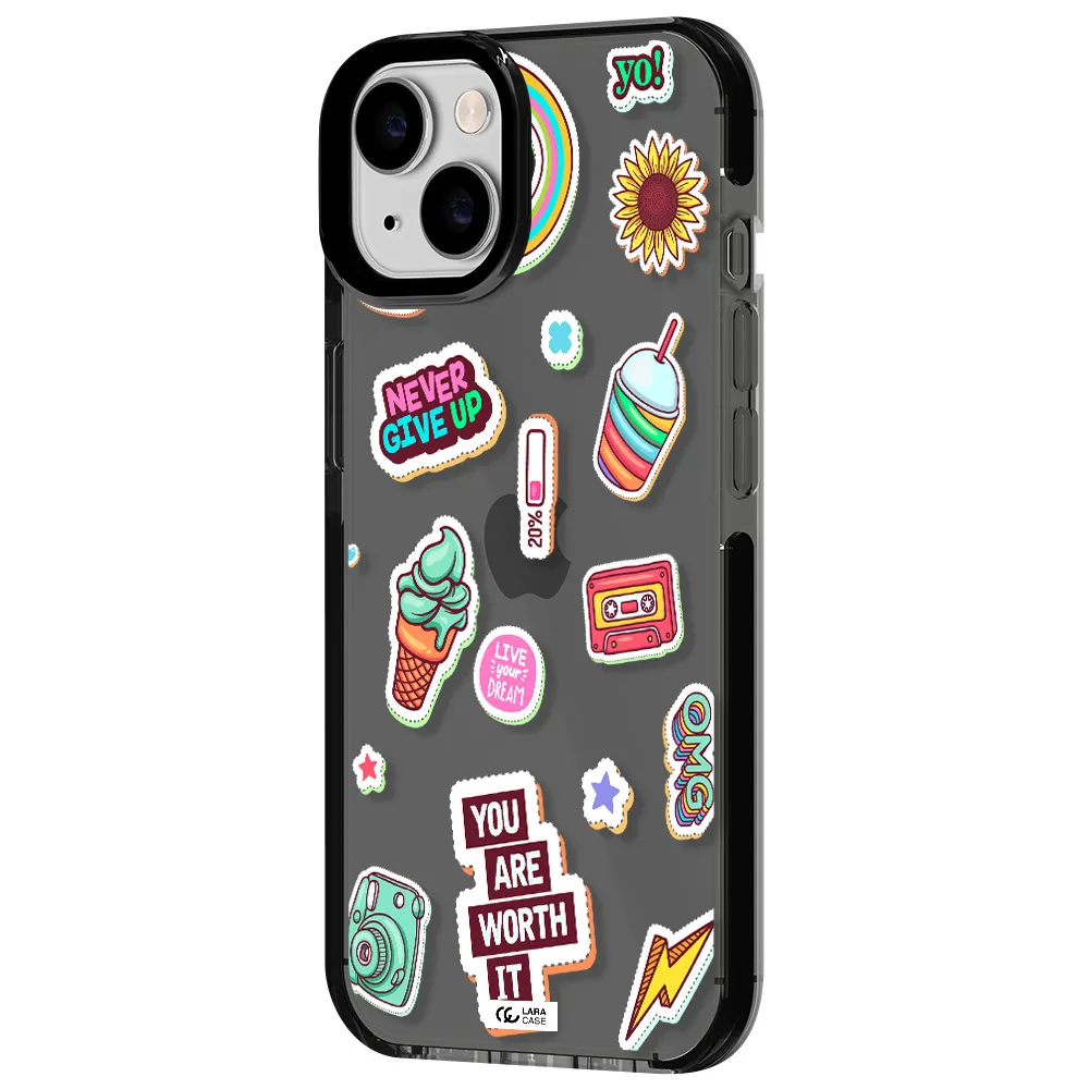 Summer Stickers Apple iPhone 14 impact Smoke Black Case