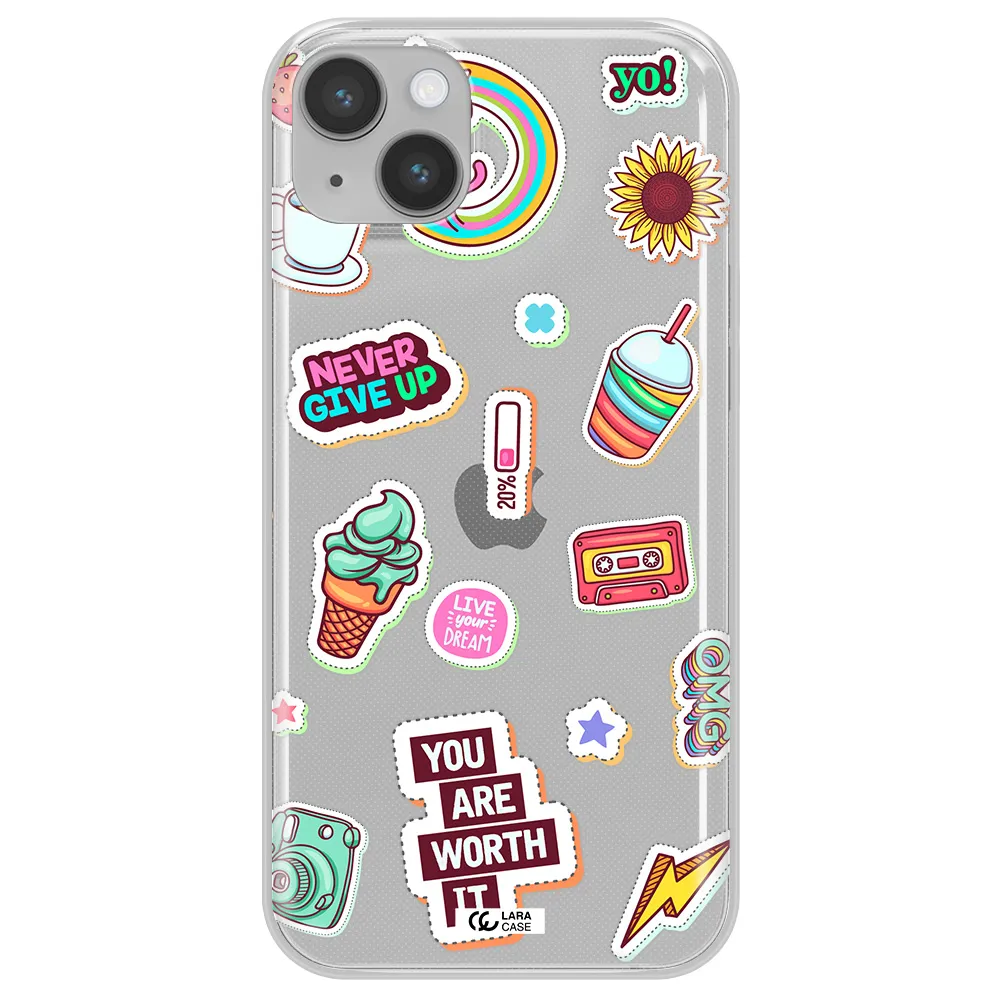 Summer Stickers Apple iPhone 14 plus Clear TPU Case