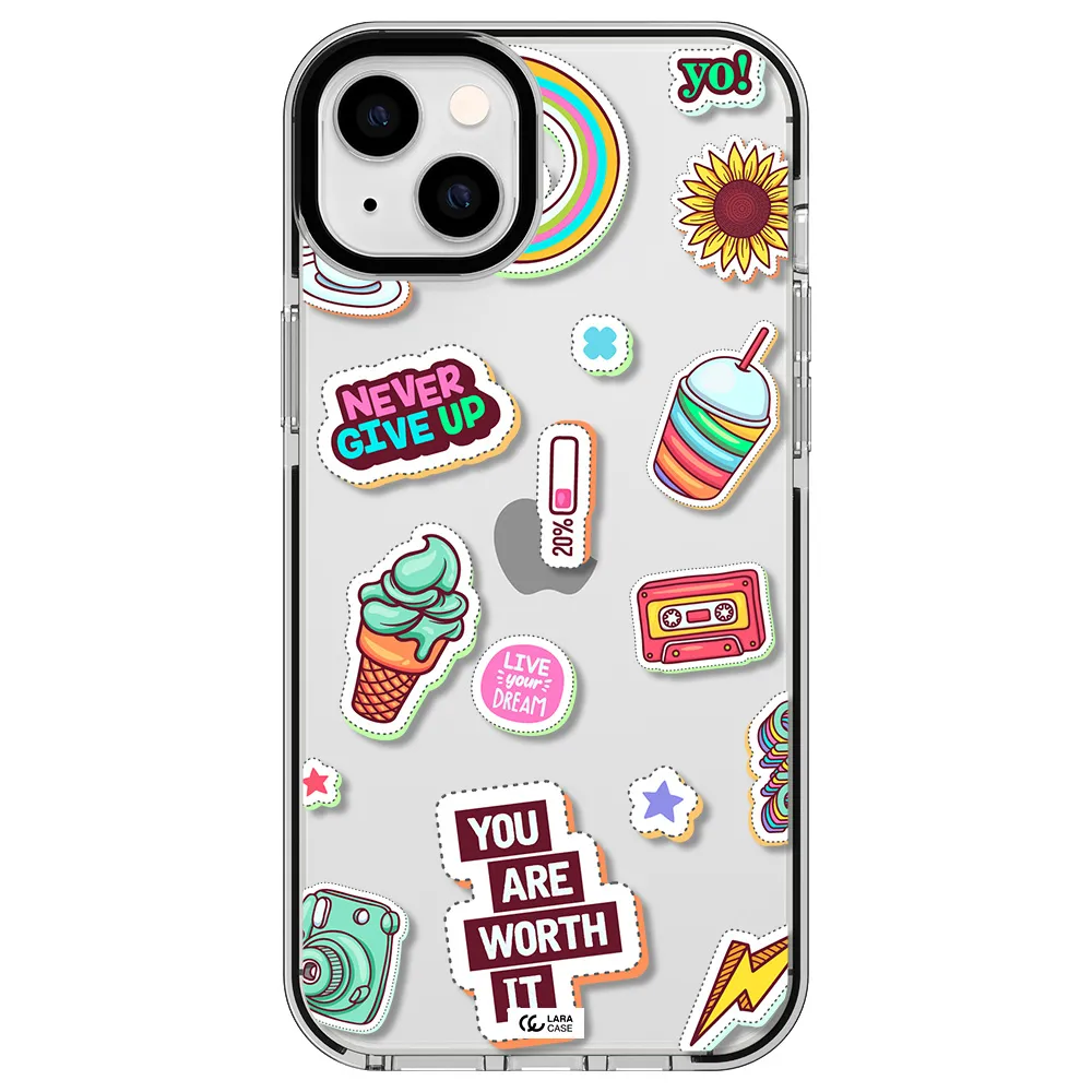 Summer Stickers Apple iPhone 14 plus impact black border Case