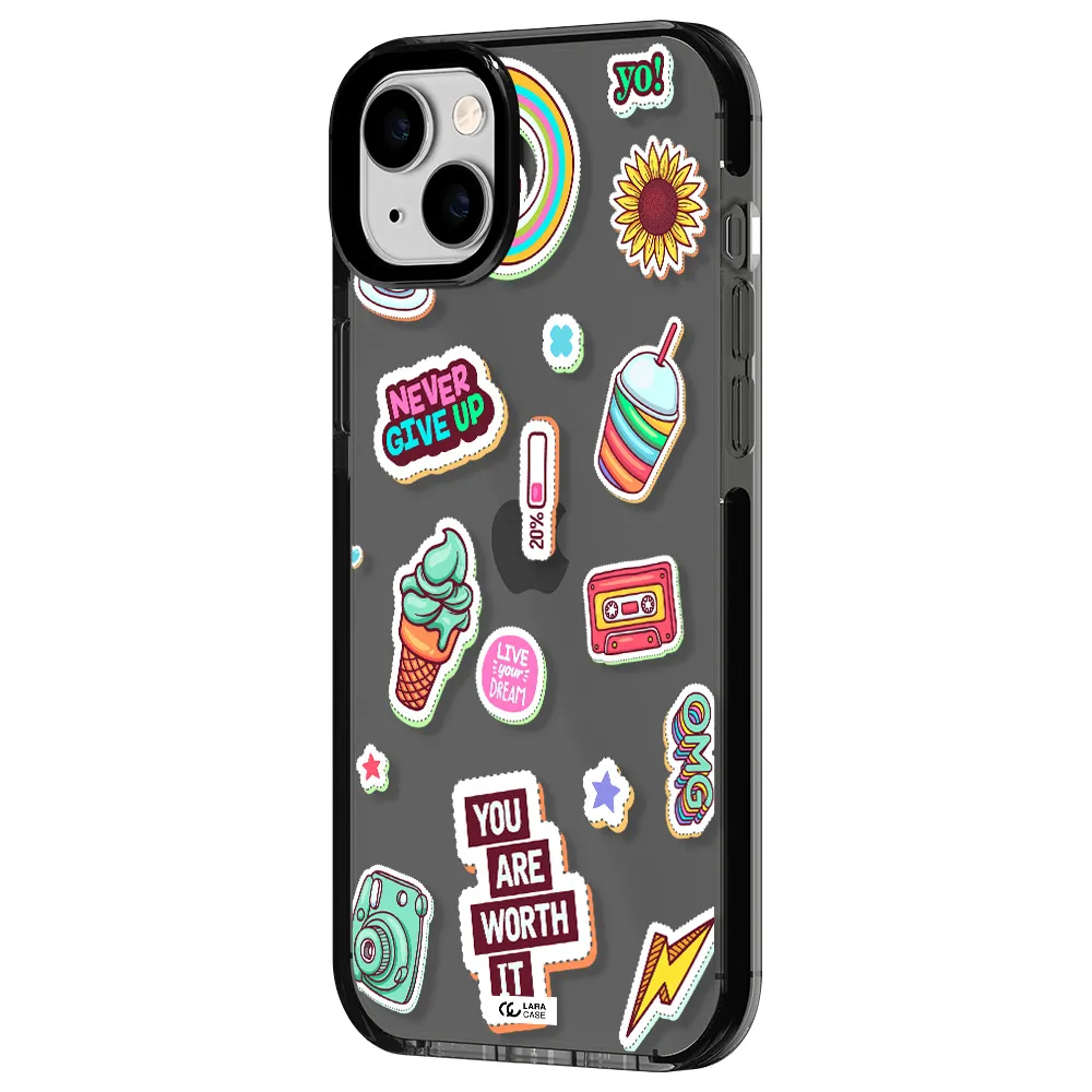 Summer Stickers Apple iPhone 14 plus impact Smoke Black Case
