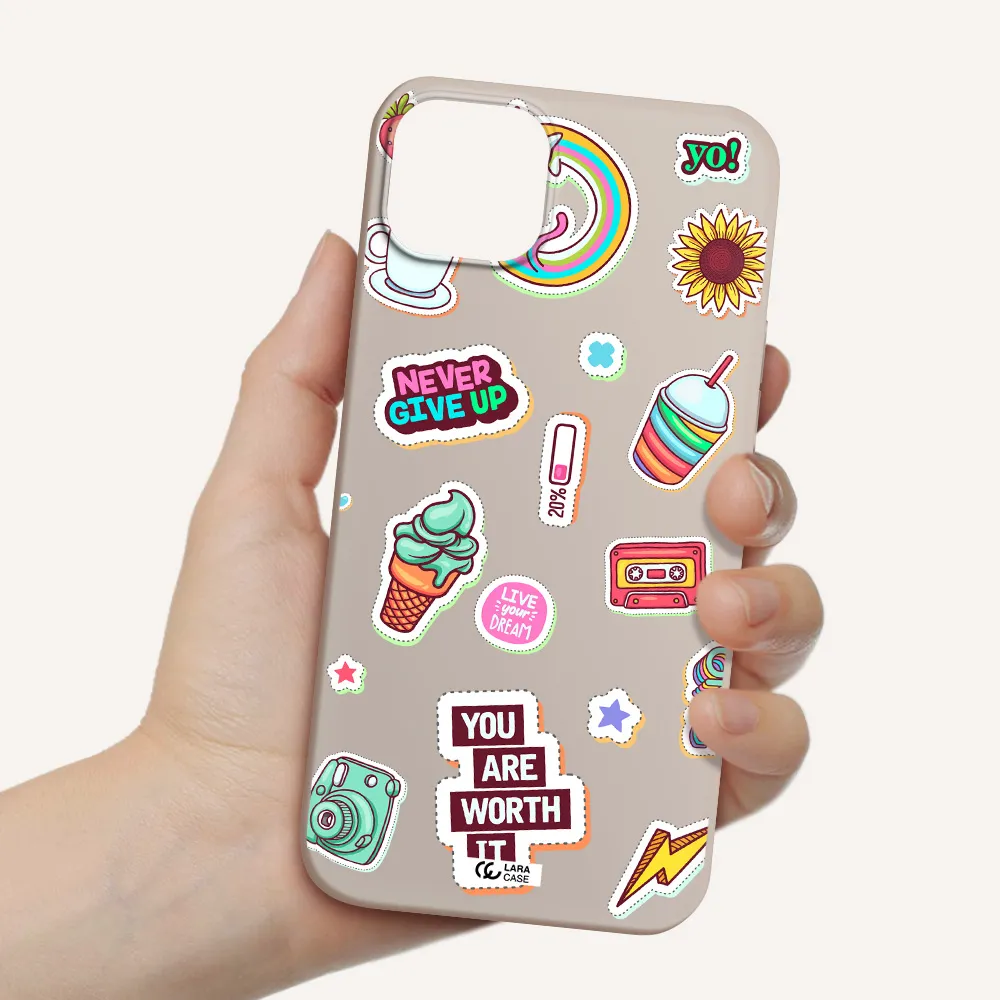 Summer Stickers Apple iPhone 14 plus Silicone Stone Case