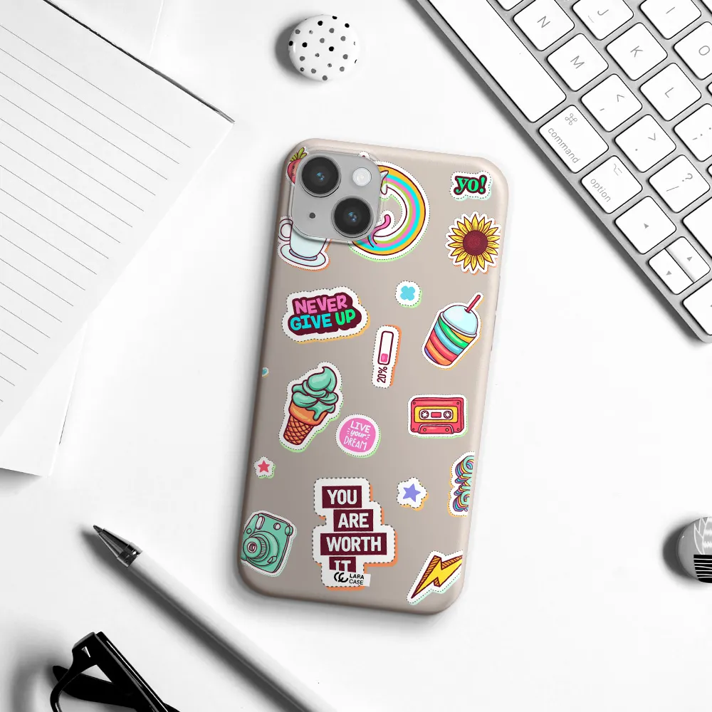 Summer Stickers Apple iPhone 14 plus Silicone Stone Case