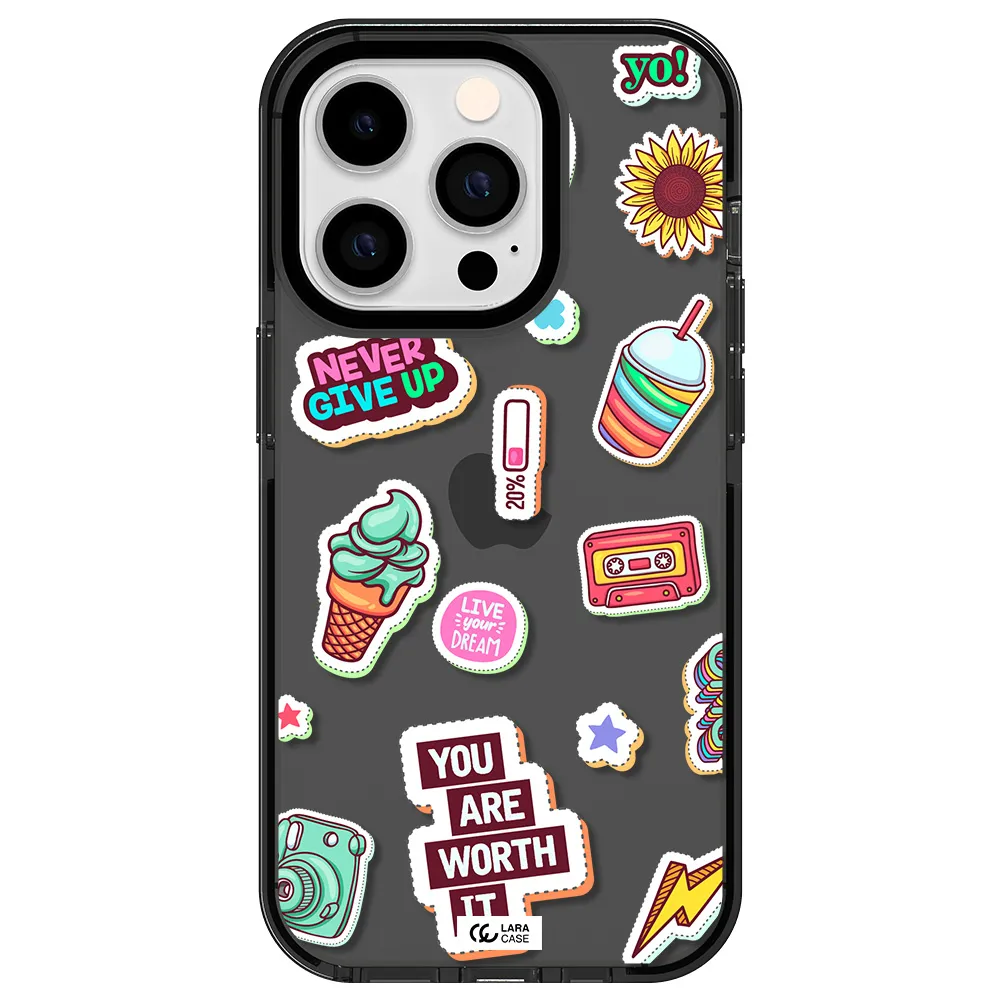 Summer Stickers Apple iPhone 14 pro impact Smoke Black Case