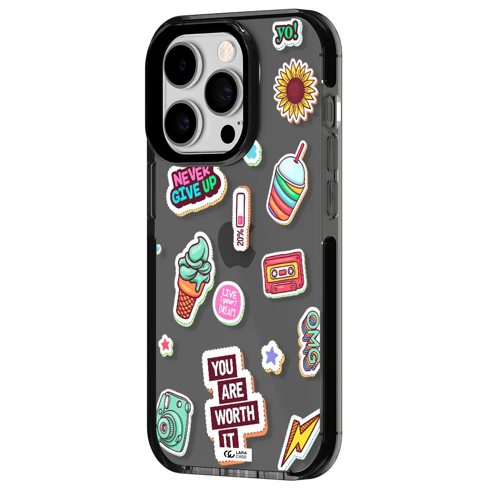 Summer Stickers Apple iPhone 14 pro impact Smoke Black Case