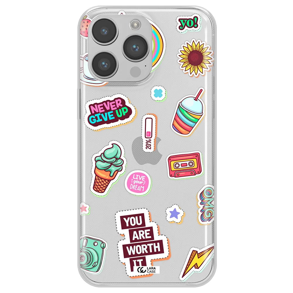 Summer Stickers Apple iPhone 14 pro max Clear TPU Case
