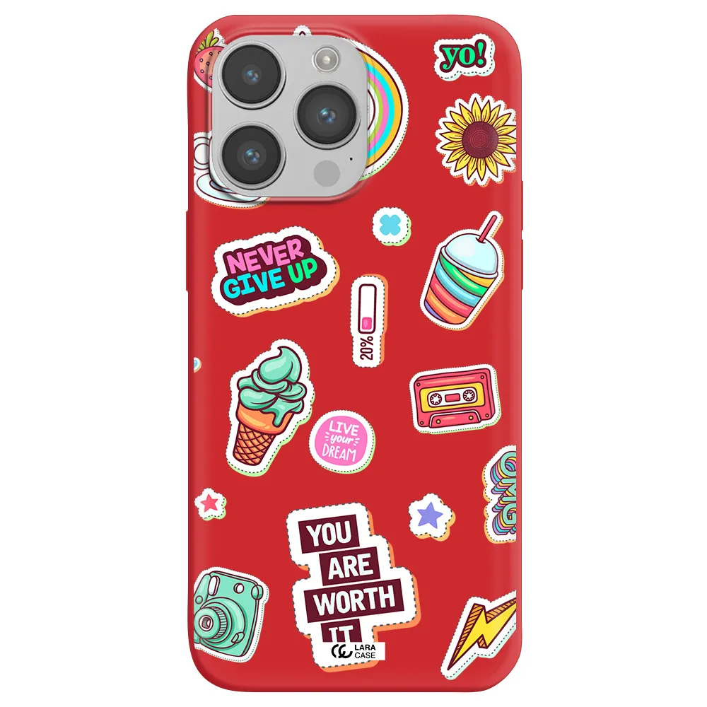 Summer Stickers Apple iPhone 14 pro max Silicone Imperial Red Case
