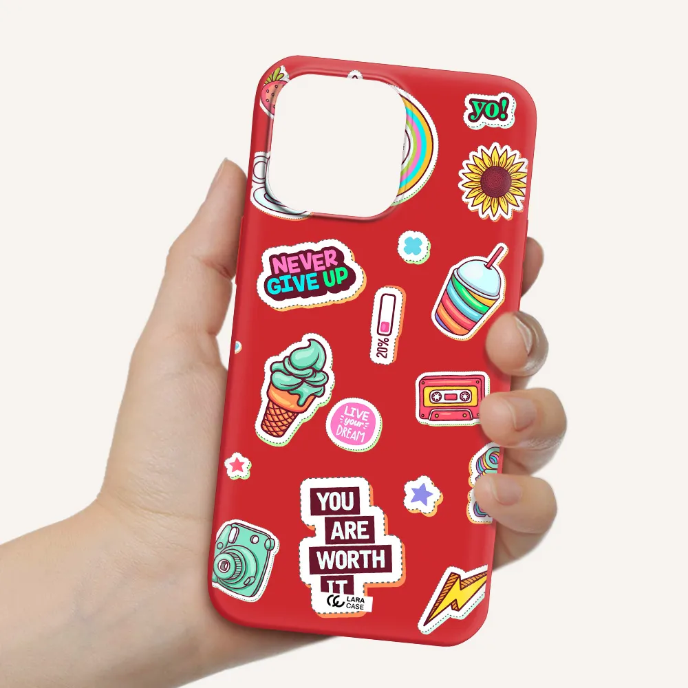 Summer Stickers Apple iPhone 14 pro max Silicone Imperial Red Case