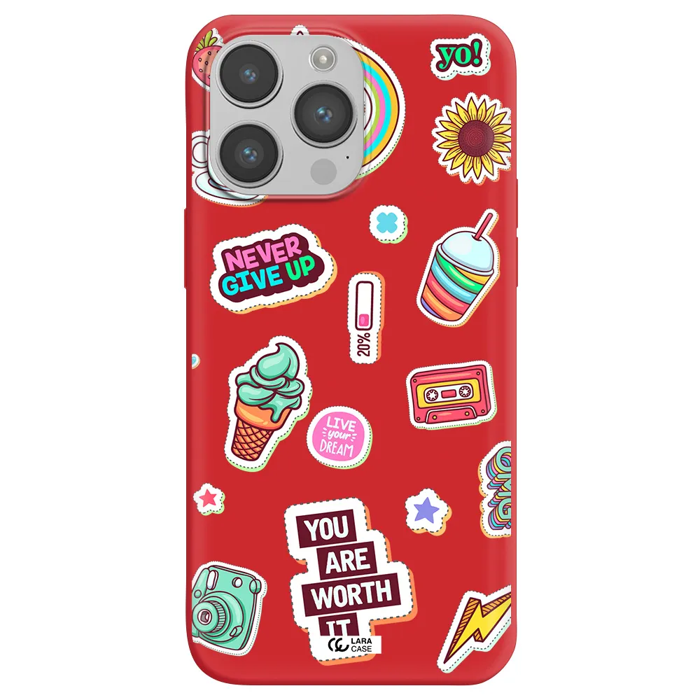 Summer Stickers Apple iPhone 14 pro Silicone Imperial Red Case