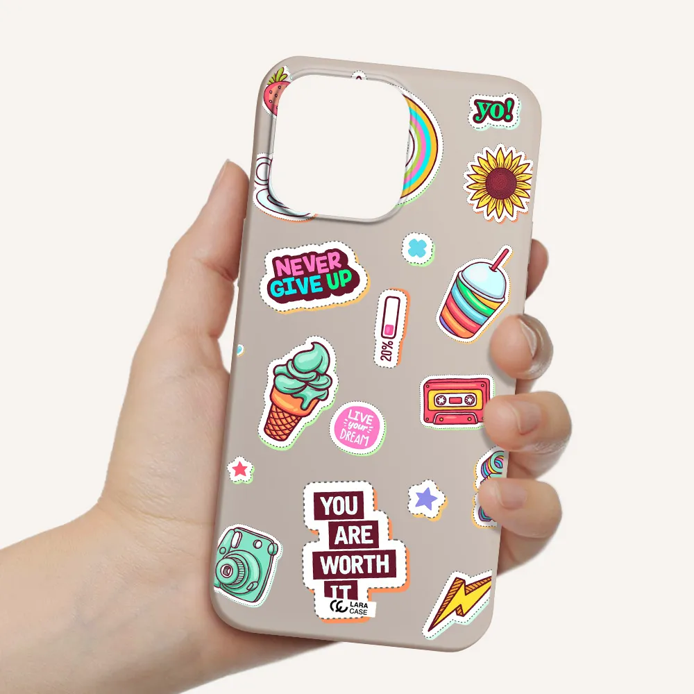 Summer Stickers Apple iPhone 14 pro Silicone Stone Case