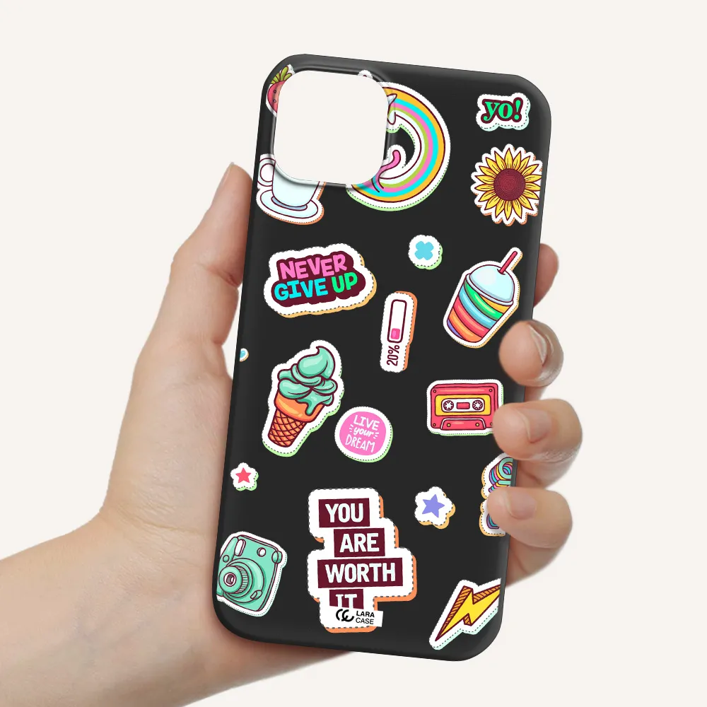 Summer Stickers Apple iPhone 14 Silicone black Case