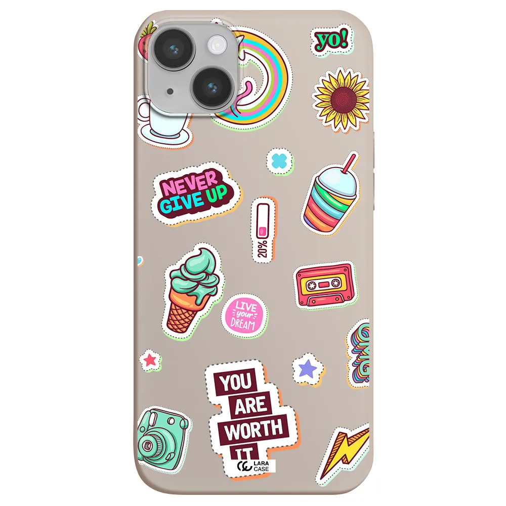Summer Stickers Apple iPhone 14 Silicone Stone Case