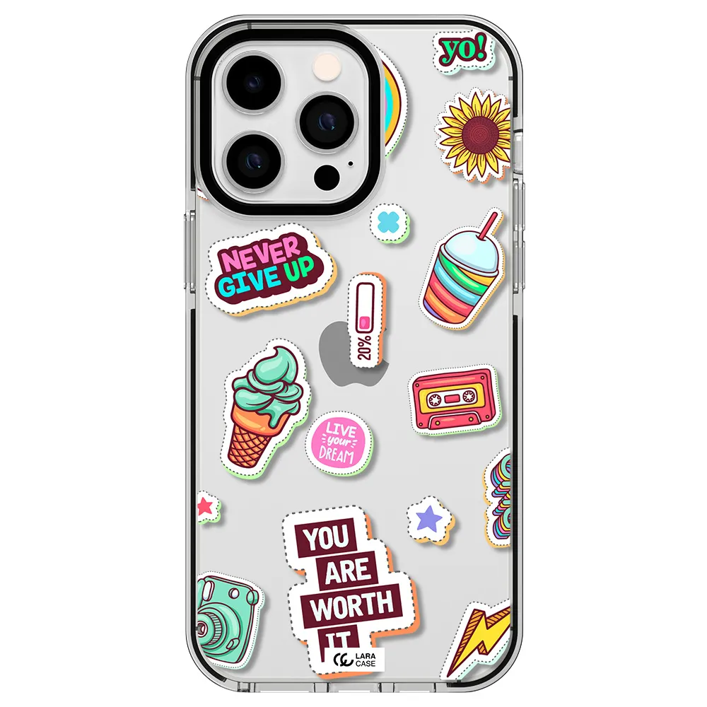 Summer Stickers Apple iPhone 15 Pro Max impact black border Case