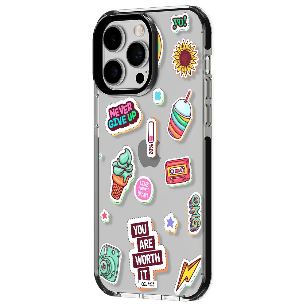Summer Stickers Apple iPhone 15 Pro Max impact black border Case