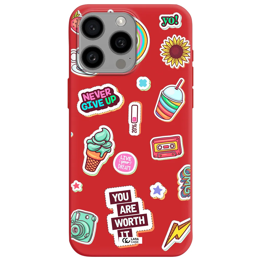 Summer Stickers Apple Iphone 15 Pro Max Silicone Imperial Red Case