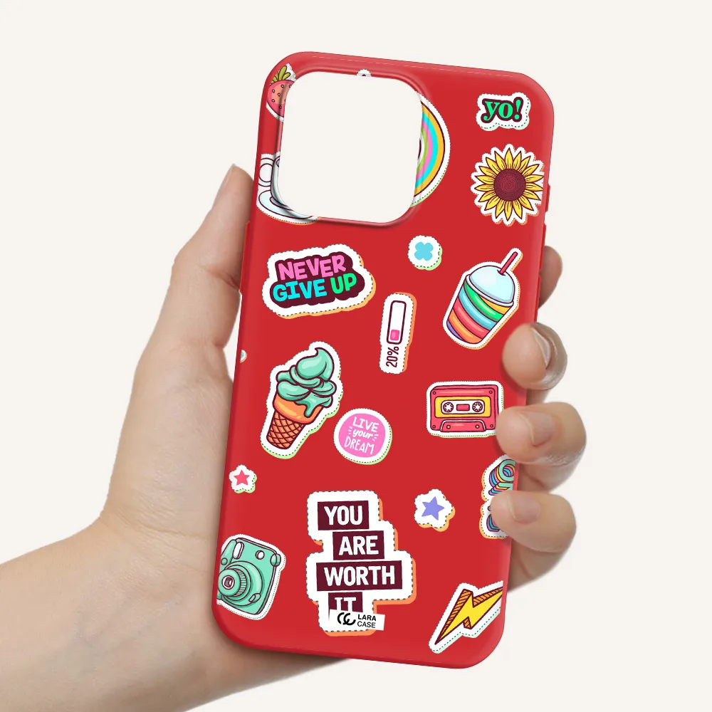 Summer Stickers Apple Iphone 15 Pro Max Silicone Imperial Red Case