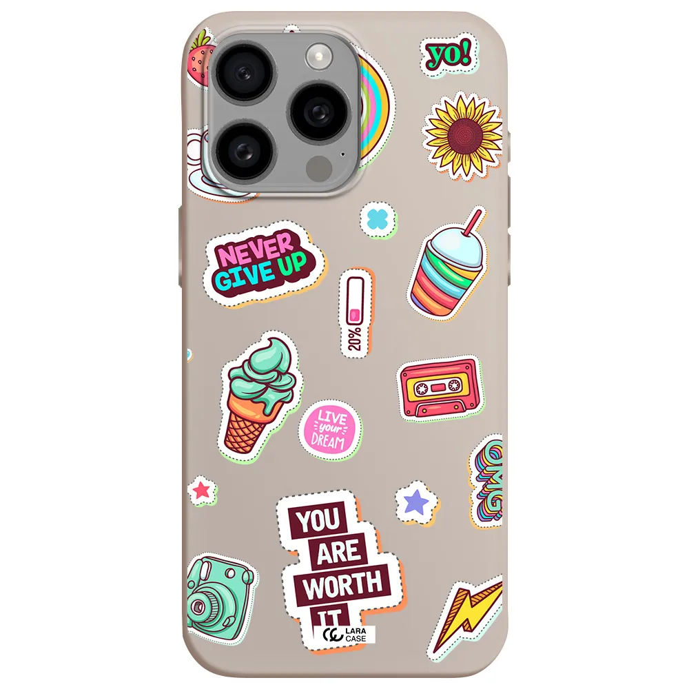 Summer Stickers Apple Iphone 15 Pro max Silicone Stone Case