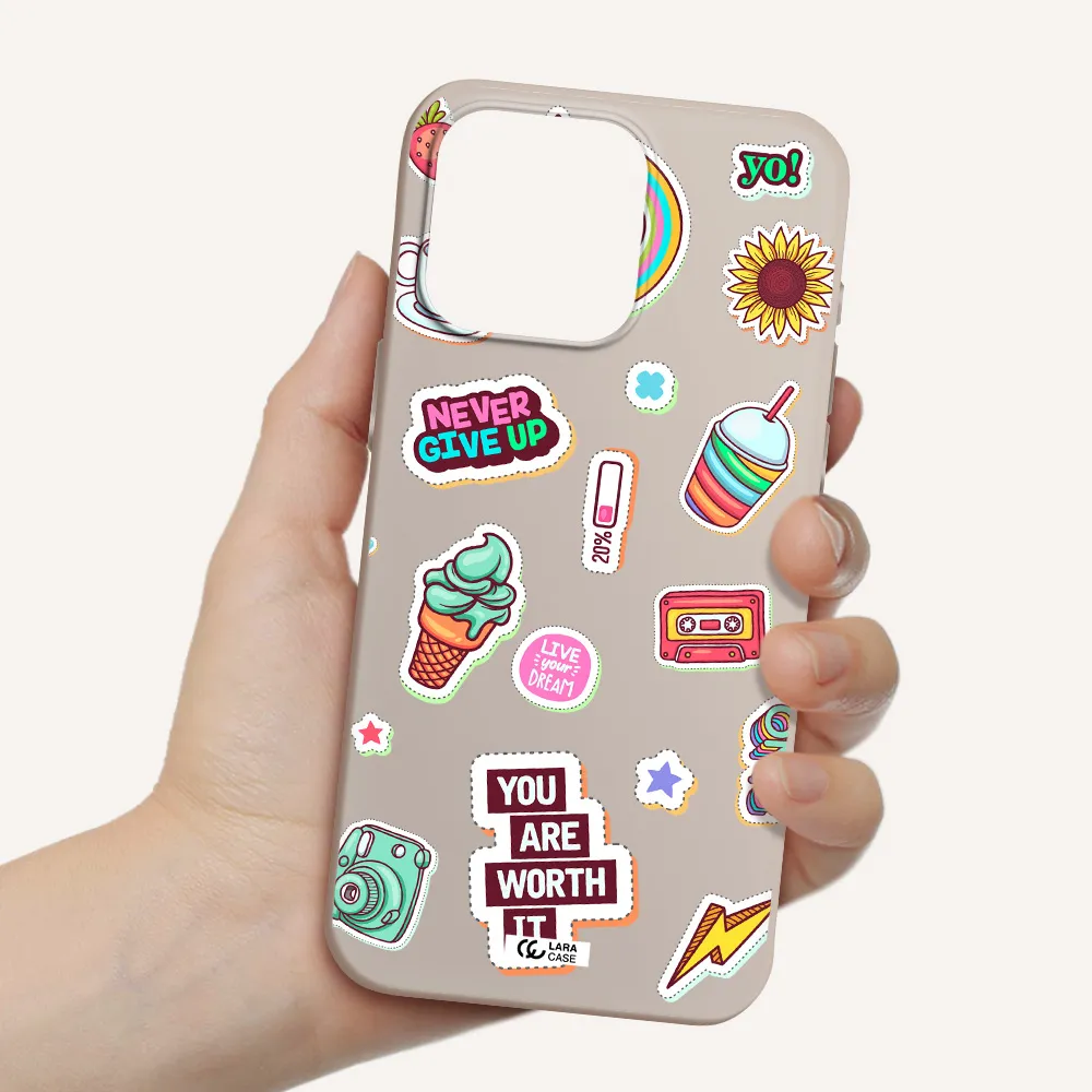 Summer Stickers Apple Iphone 15 Pro max Silicone Stone Case