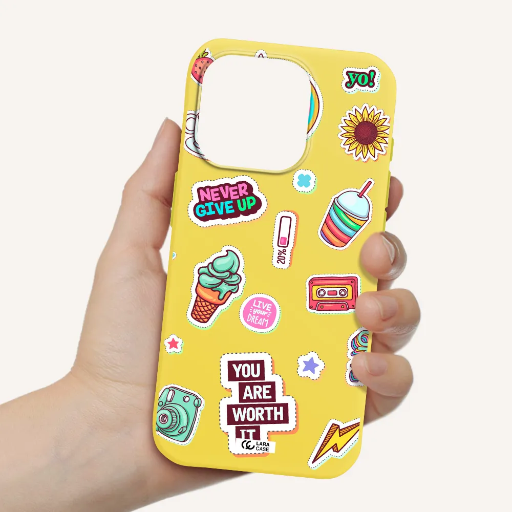 Summer Stickers Apple Iphone 15 Pro Silicone Canary Yellow Case