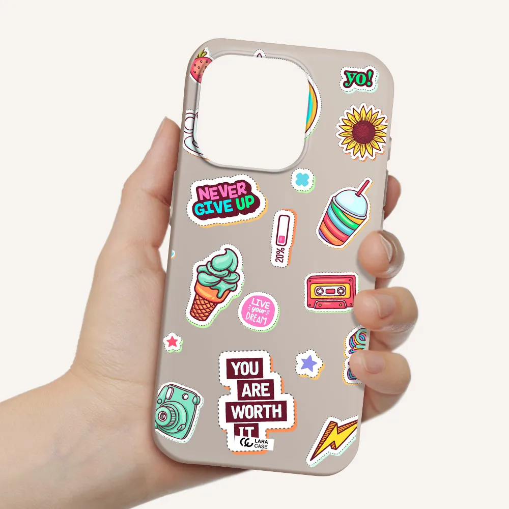 Summer Stickers Apple Iphone 15 Pro Silicone Stone Case
