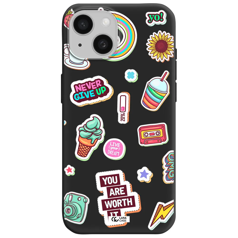 Summer Stickers Apple iPhone 15 Silicone black Case