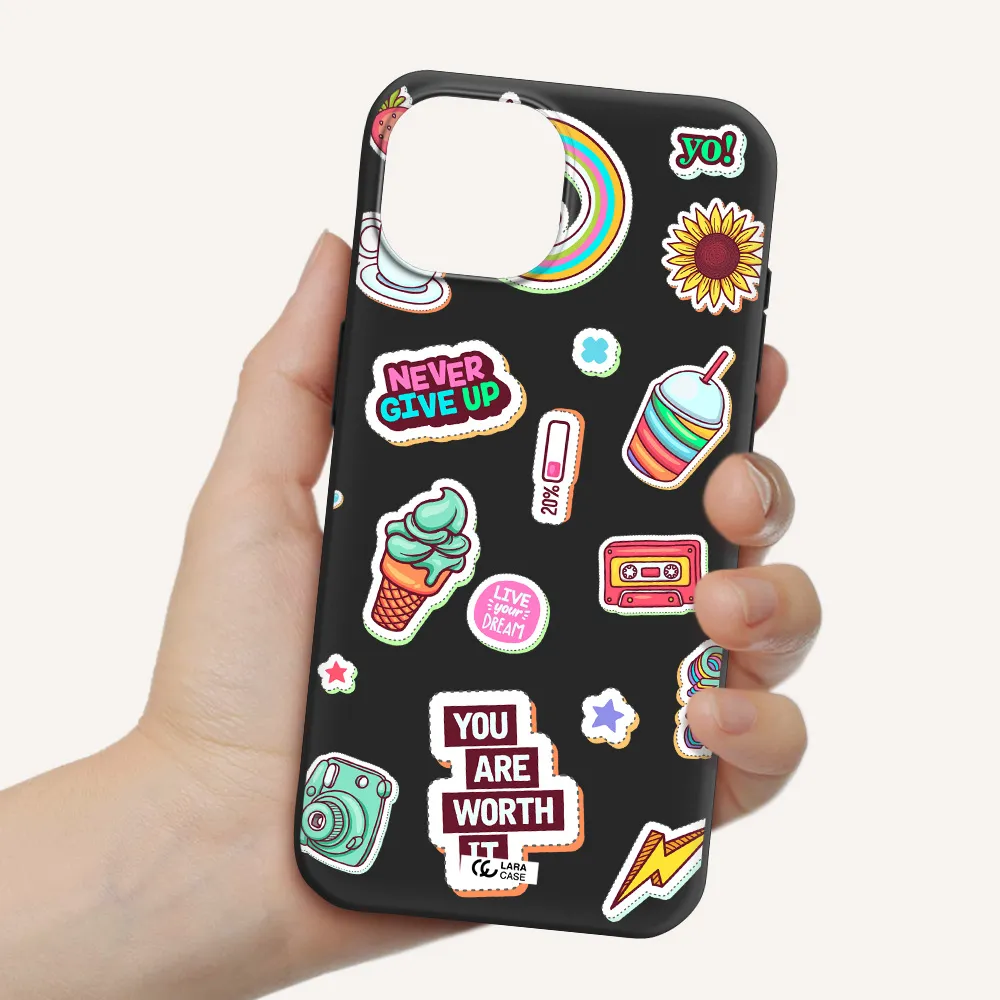 Summer Stickers Apple iPhone 15 Silicone black Case