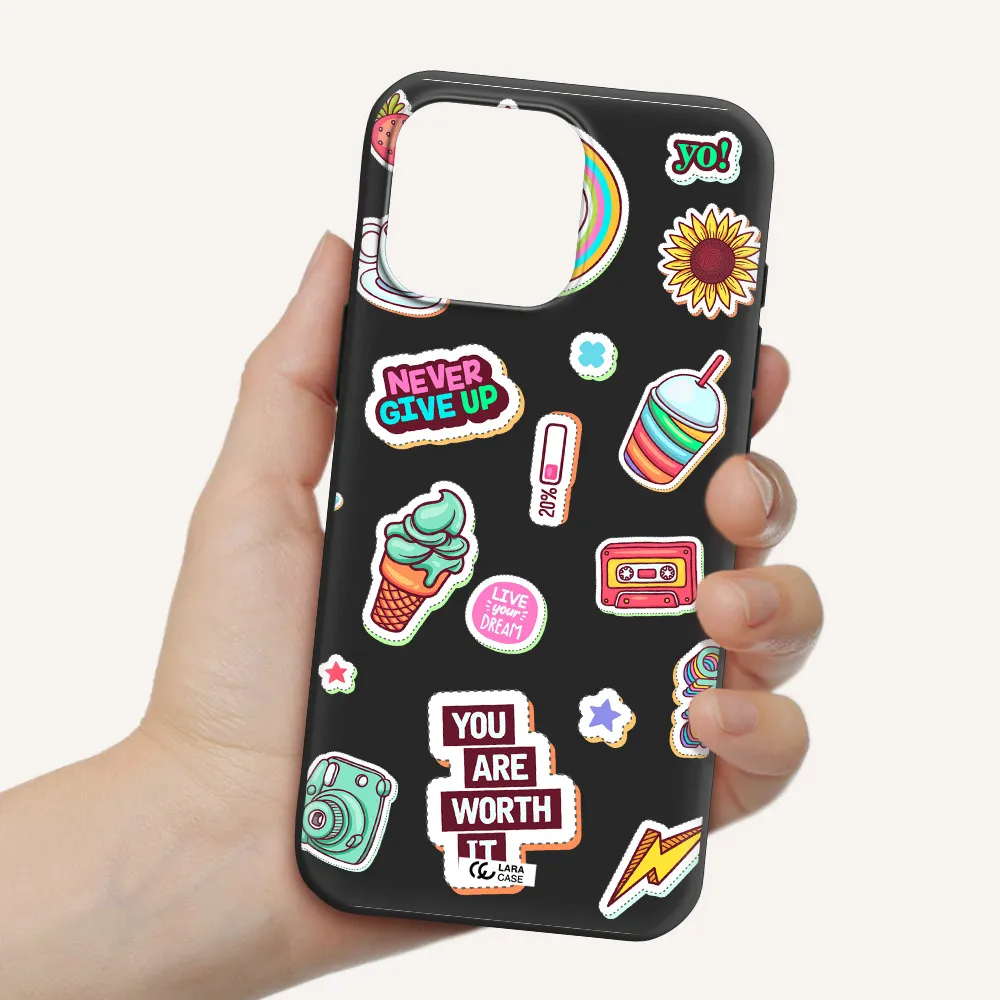 Summer Stickers Apple Iphone 16 Pro Max Silicone Black Case