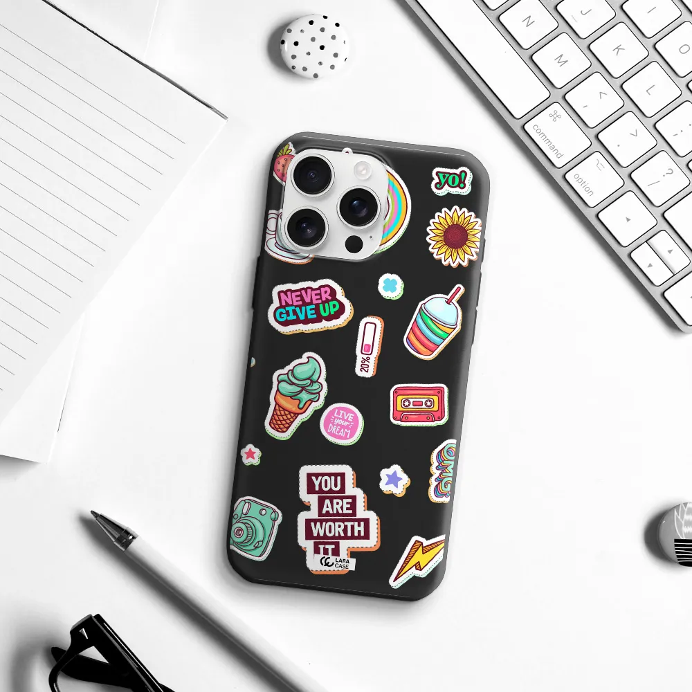 Summer Stickers Apple Iphone 16 Pro Max Silicone Black Case