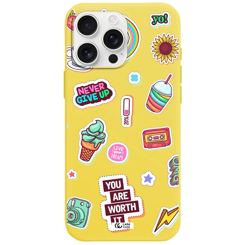 Summer Stickers Apple Iphone 16 Pro Max Silicone Canary Yellow Case