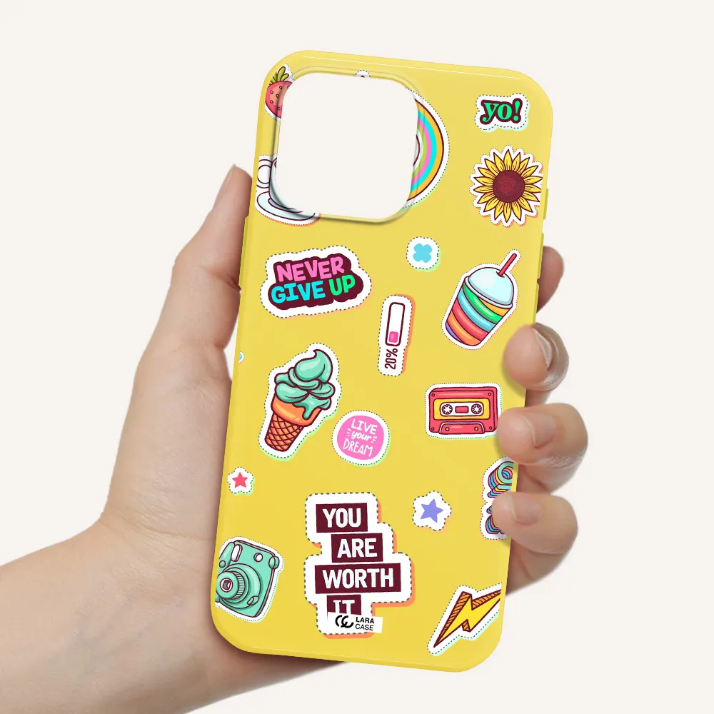 Summer Stickers Apple Iphone 16 Pro Max Silicone Canary Yellow Case